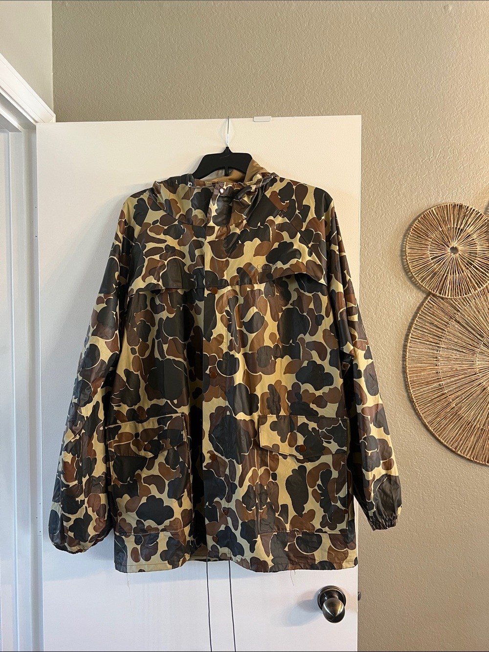 Columbia duck Camo Hooded Raincoat Jacket - XXL USA 90s